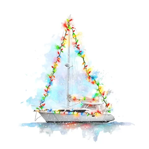 beautiful-sailboat-decorated-strand-colorful-christmas-lights-creating-festive-cheerful-winter-scene-falling-snow-394690881